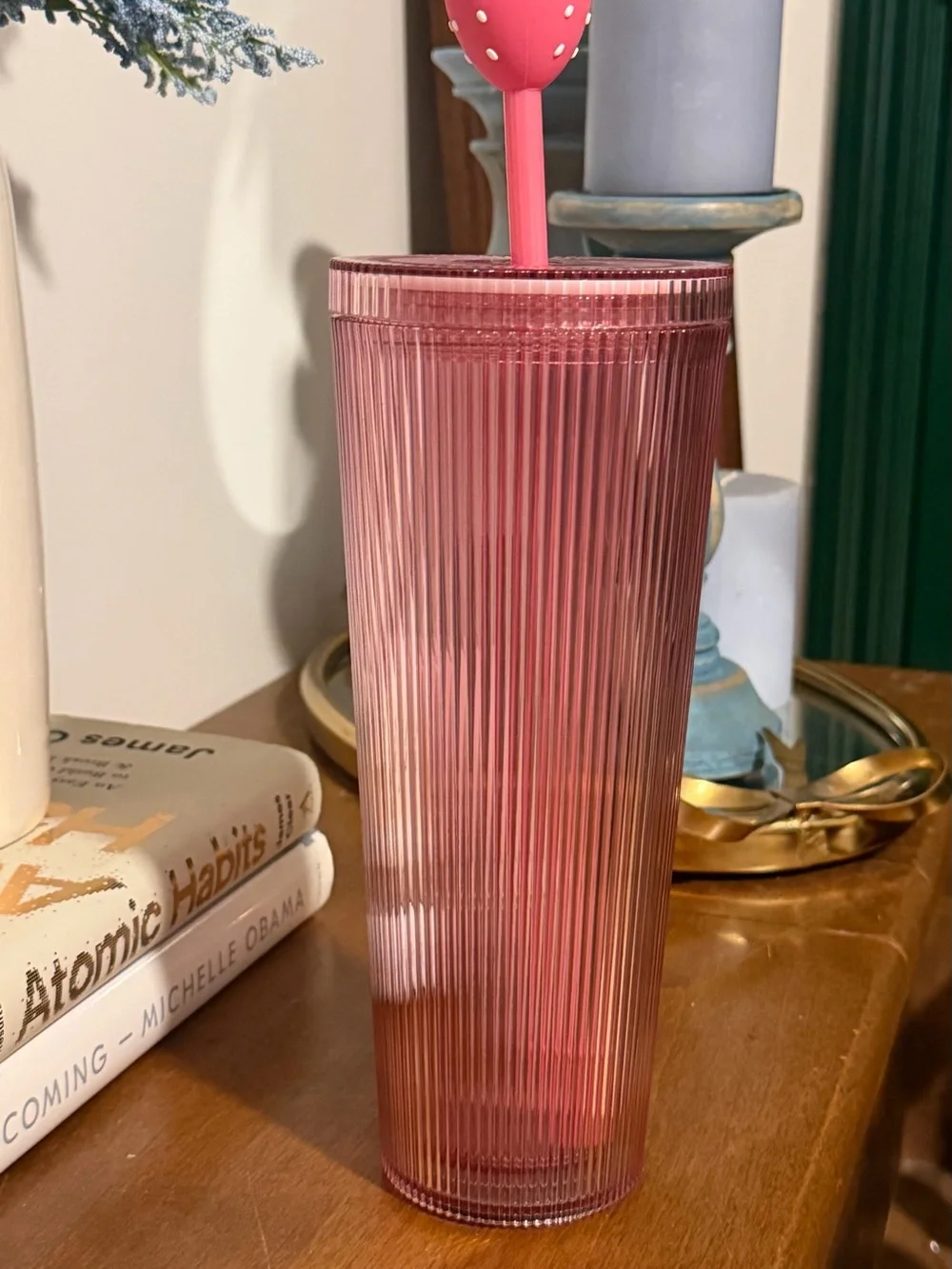 Starbucks 2026 Pink Drink Strawberry Straw Topper Cold Cup Tumbler 24oz NEW